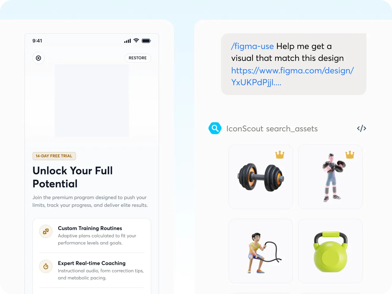 Fill a design with assets that match its context